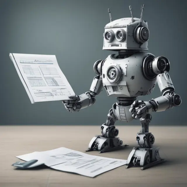Robot meticulously checking and adjusting gears to ensure accuracy in financial reporting. Best practices for companies to minimize errors.