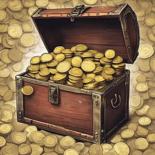 A locked treasure chest filled with golden coins representing restricted cash.