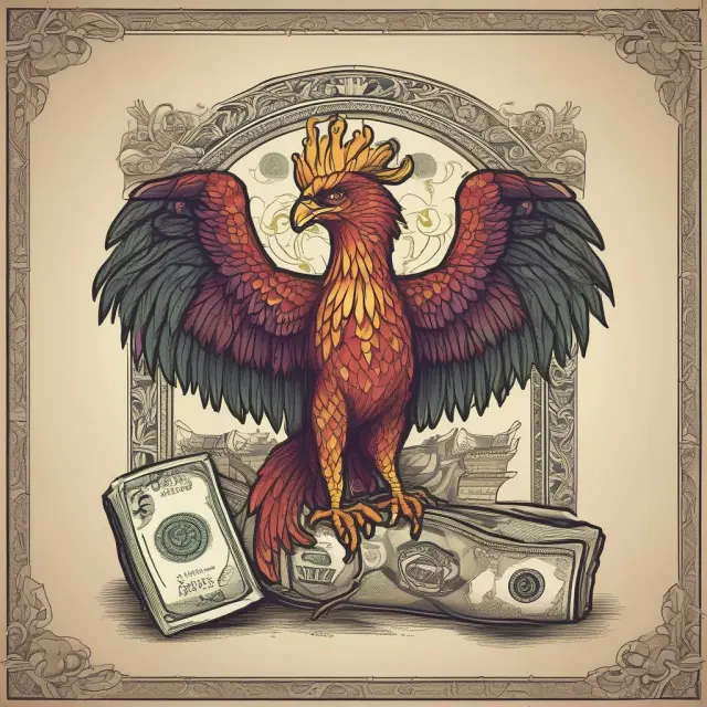 A protective phoenix guards a money pouch symbolizing the risks involved with restricted cash