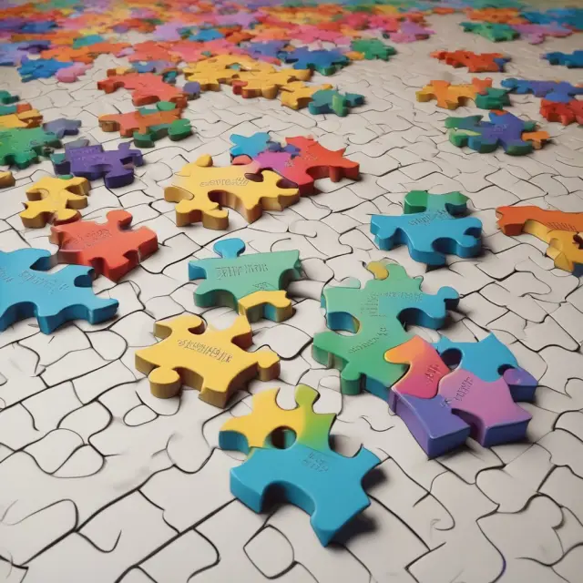 A jigsaw puzzle with pieces representing authorized, outstanding, float, and restricted shares, highlighting their unique roles within a company