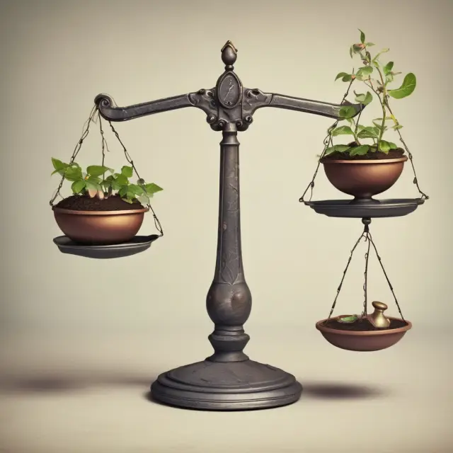 A scales displaying RSUs (seeds) and restricted stock (plants), representing various stages of investment growth