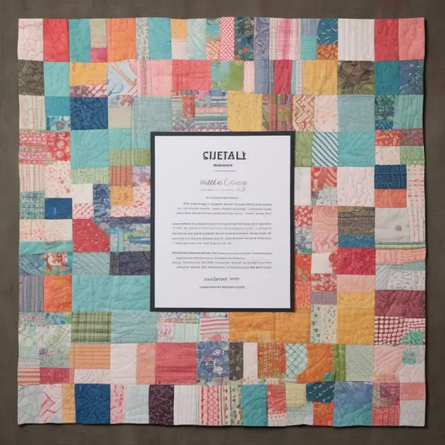 An intricate quilted image representing a well-designed finance resume with tailored pieces that avoid common mistakes and highlight quantifiable results