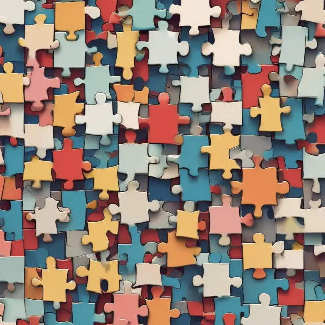 Puzzle pieces representing various skills arranged to form a complete finance resume.
