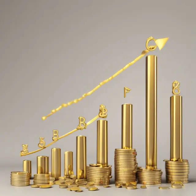 Gold bars rising on a bar graph, symbolizing increasing retail sales and economic growth