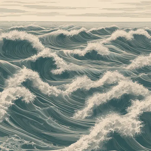 A bustling sea filled with retail investor waves interacting with the stock market tides