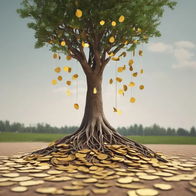 Tree symbolizing retained earnings as the foundation for business expansion and growth towards new opportunities