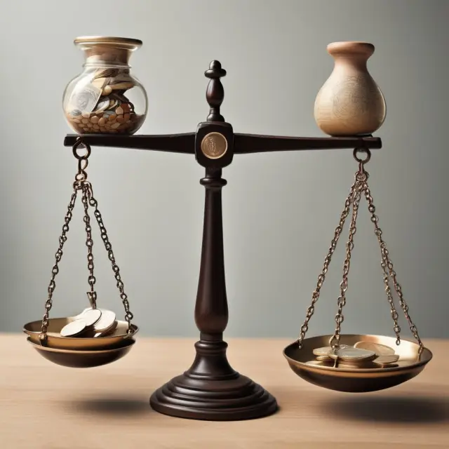 Scales balanced with hourglasses and currency symbolizing careful calculation of retainer fees