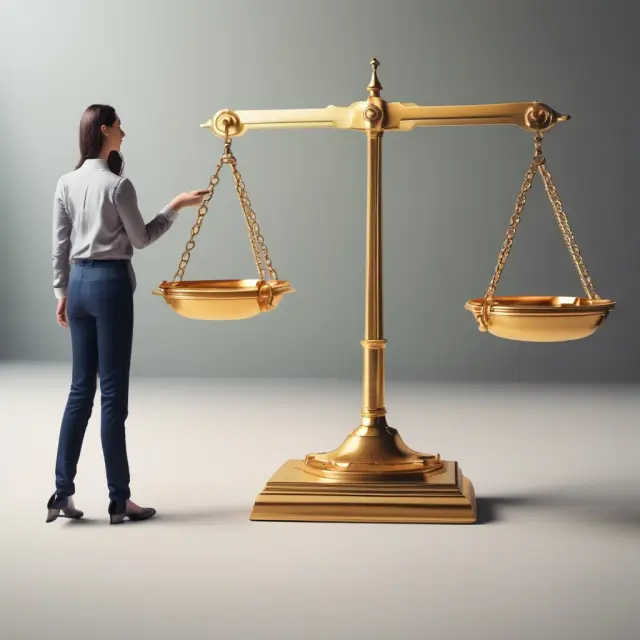 A person contemplatively weighs career progression against a golden retention bonus