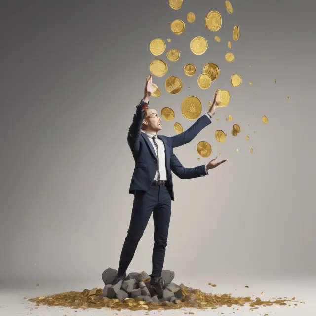 Golden coins symbolizing earnings juggled between retained earnings (189%) and dividends