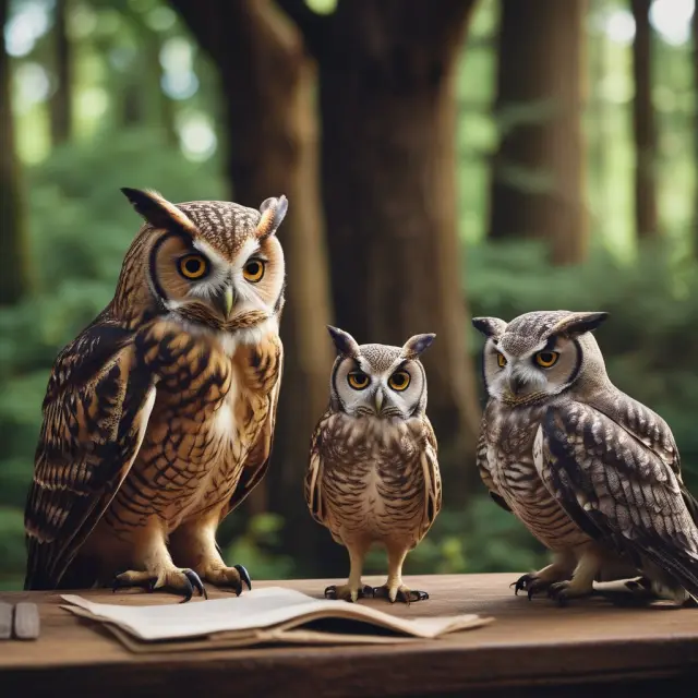 An elderly couple discusses their retirement income strategy with a wise owl representing a Retirement Income Certified Professional