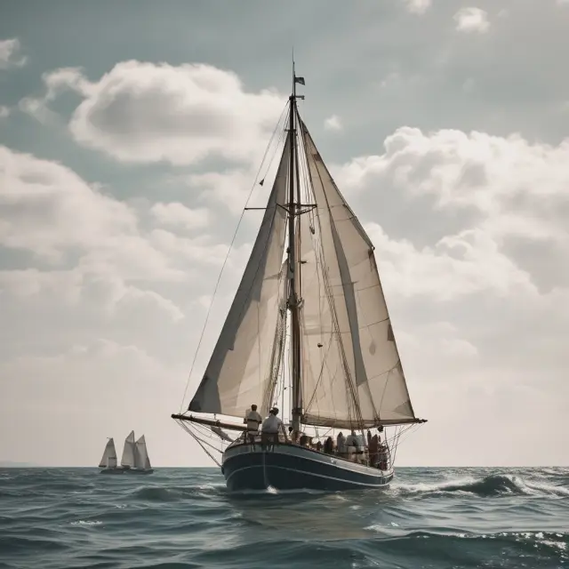 Retirees sailing peacefully with a retirement planner guiding them towards financial security