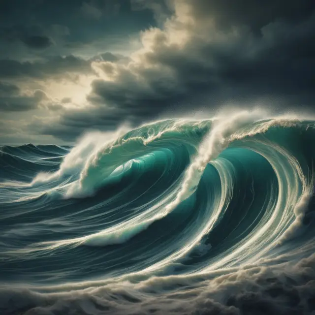 Visualizing the role of Fibonacci levels during retreatments in the stock market amidst turbulent financial waves.
