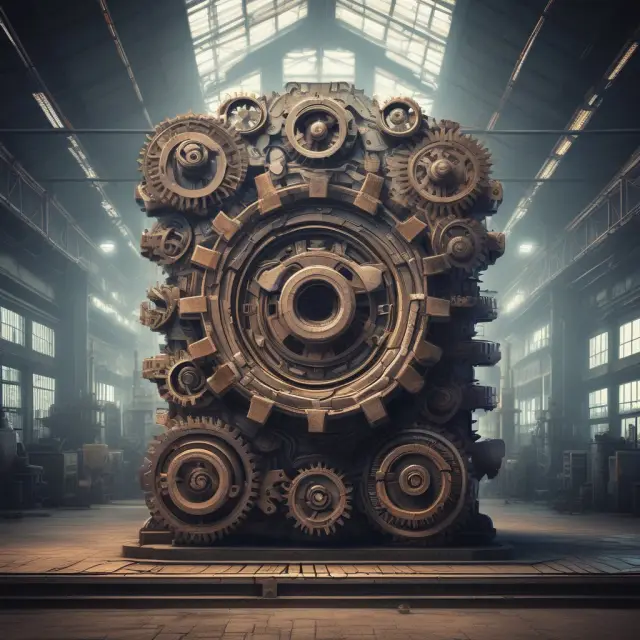Factory gears intertwined, illustrating industrial efficiency in ROACE calculation