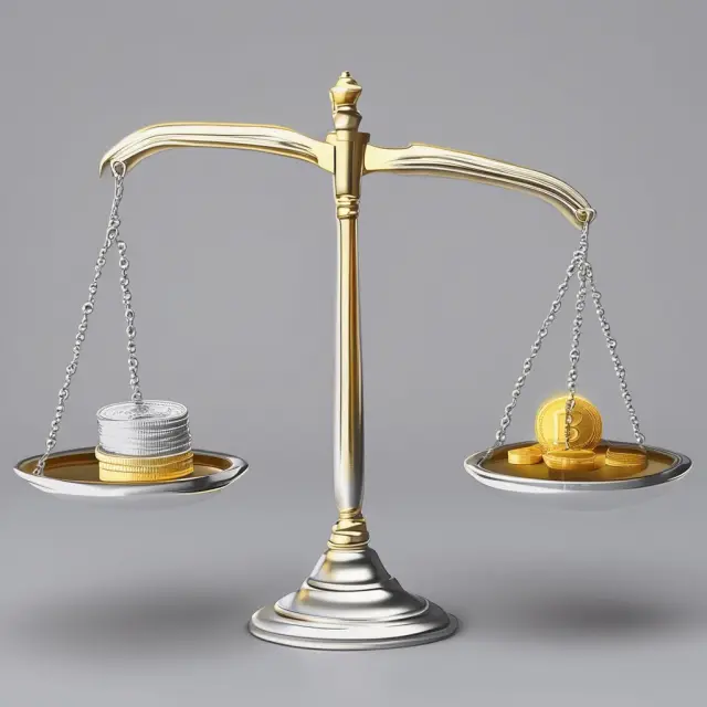 Scale balances gold coins for Return on Equity (ROE) versus silver bars for Return on Total Assets (ROTA), symbolizing their comparison in assessing profitability