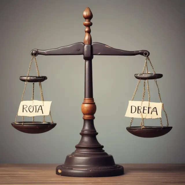Scale with debt represented by weights on one side, balanced by ROTA assets, demonstrating the impact of debt financing on asset utilization