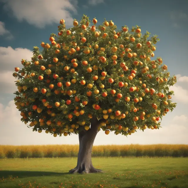 Golden apples symbolizing Return on Total Assets hanging from a productive tree