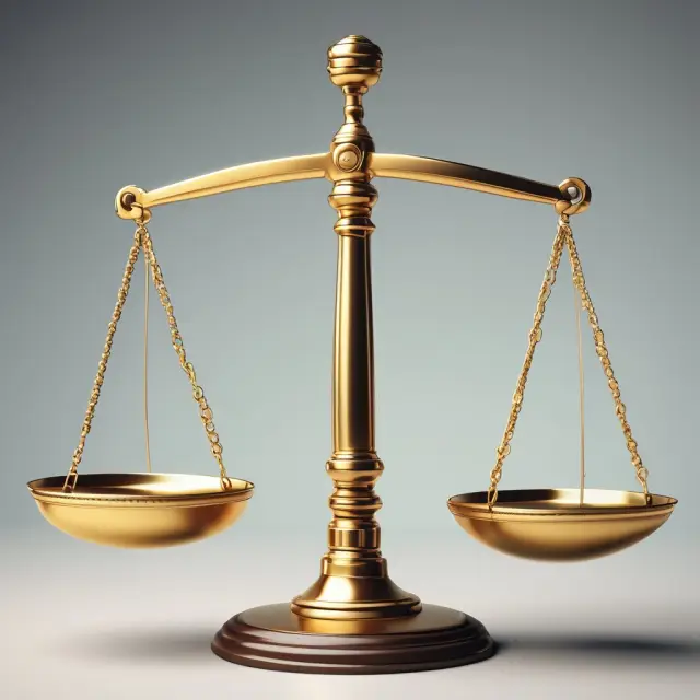 Golden scale with partners balancing capital contributions in a partnership