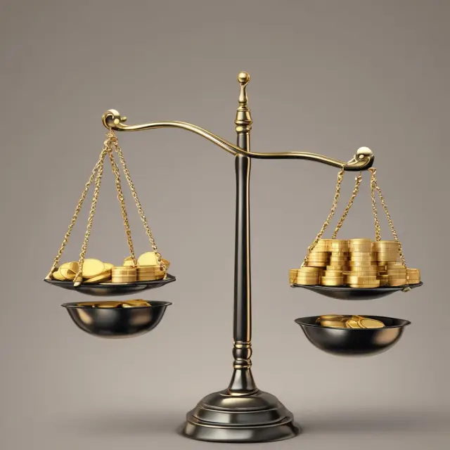 Scale showing gold coins being exchanged between partners