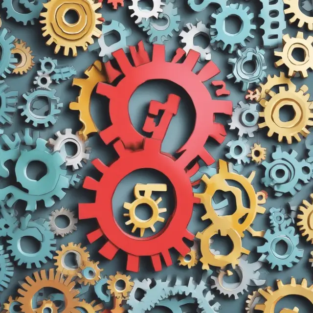 Companies represented by gears evaluating their Return on Assets (ROA) percentages