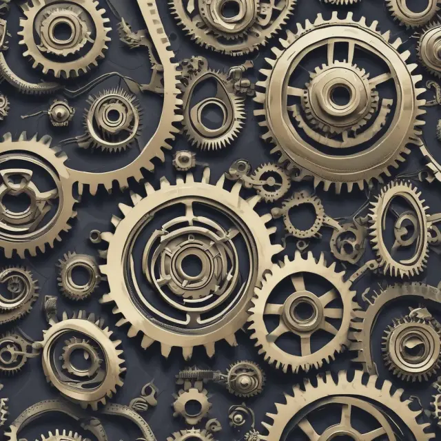 Two interconnected gears representing industry averages for ROA comparison.