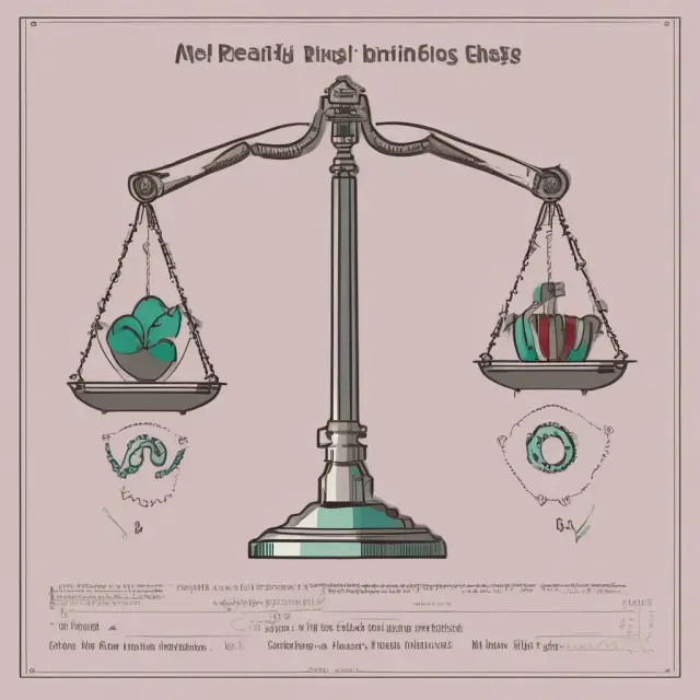 Four scales representing ROIC, P/E ratio, net profit margin, and debt-to-equity ratio balancing the financial evaluation of companies