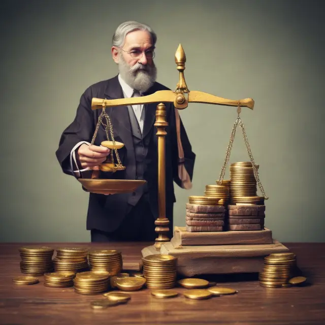 Ancient accountant comparing ROIC with potential strategies on weighted scales