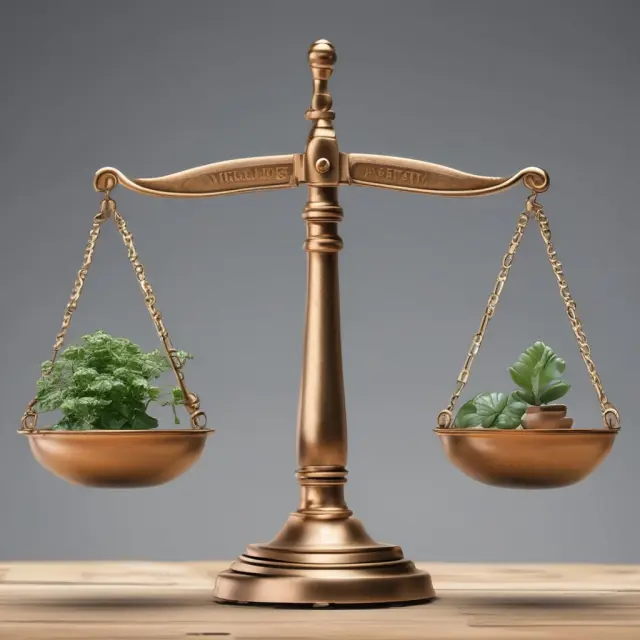 Scale weighing fair market value against carrying value, updating asset