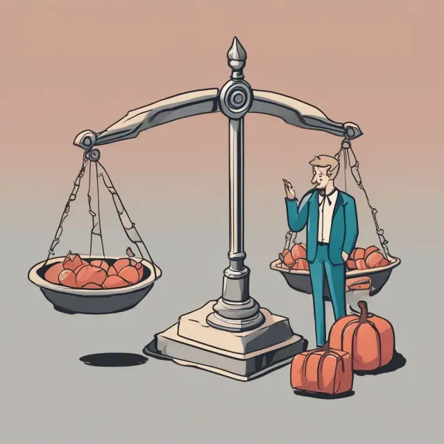Consumer facing choices between goods, balanced on scales to reveal their true preferences based on marginal utility.