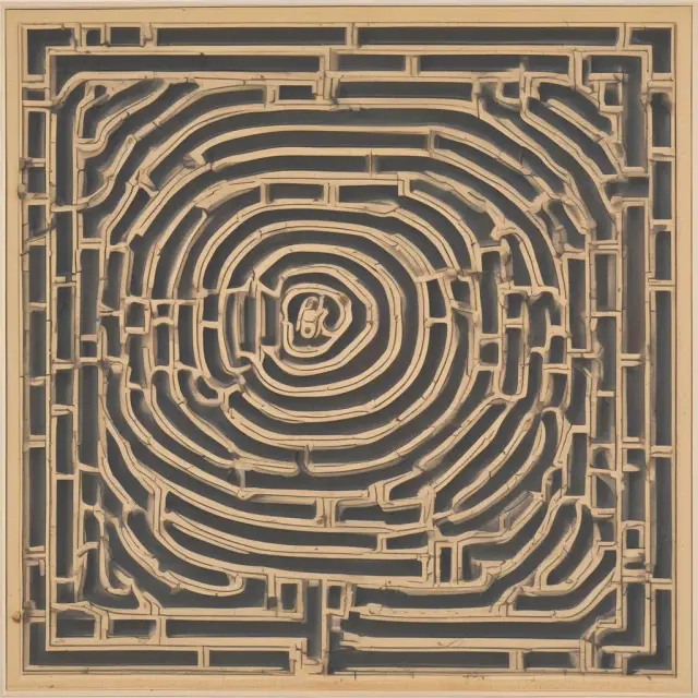 An intricate labyrinth symbolizes the complexities and limitations of Revealed Preference Theory, filled with inconsistent choices and shifting preferences.