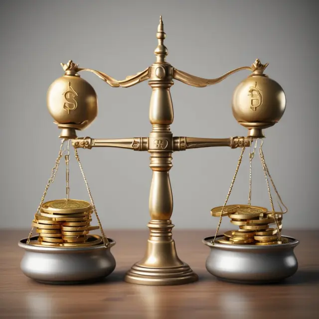 A gas tap pouring golden coins onto a balanced scale, representing the revenue cap regulation balance between affordability and efficiency