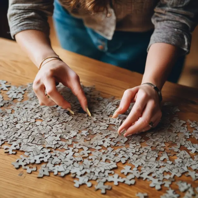 An artisan carefully assembling a jigsaw puzzle depicting revenue bonds, symbolizing successful implementation of best practices in financing for long-term financial sustainability