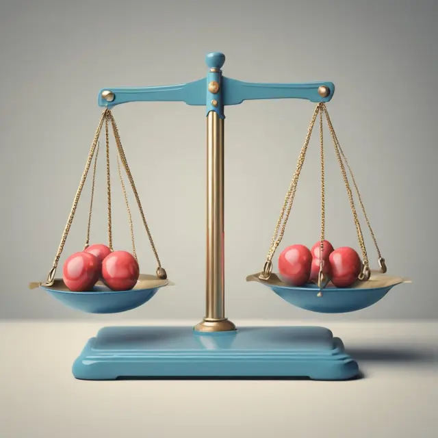 Image of a scale imbalanced with fewer weights on the 
