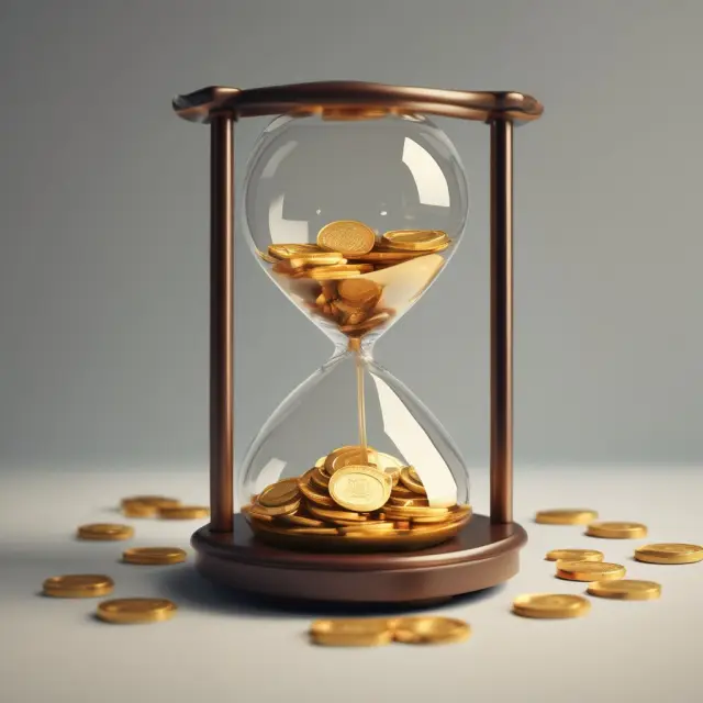 A golden coin hourglass illustrating the impact of insufficient government revenue on public expenditures