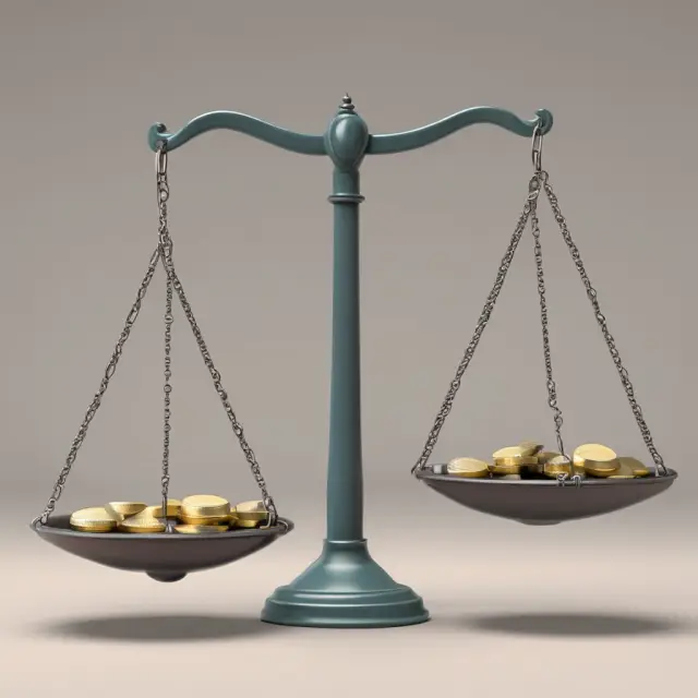 Image of a scale with one side representing a revenue deficit and the other side showing a revenue surplus, with a delicate balance between them.