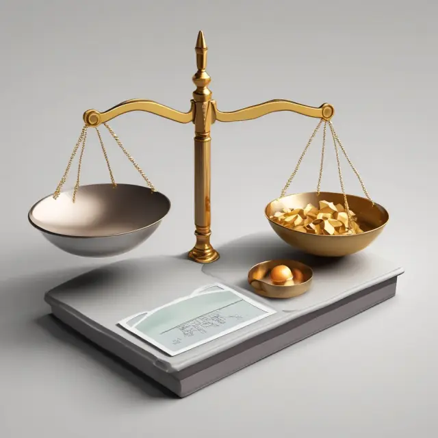 Golden subscribers and silver revenues balance on a scale, symbolizing ARPU calculation in telecom and cable industries.