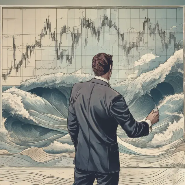 A trader examines the intricacies of market reversals through chart waves and indicators