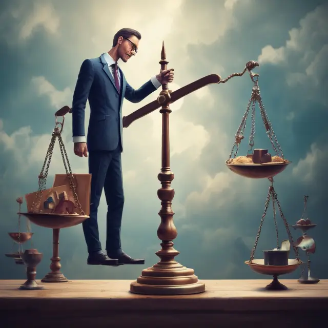 Trader weighing reward vs risk during trend reversals, utilizing stop losses and portfolio diversification.