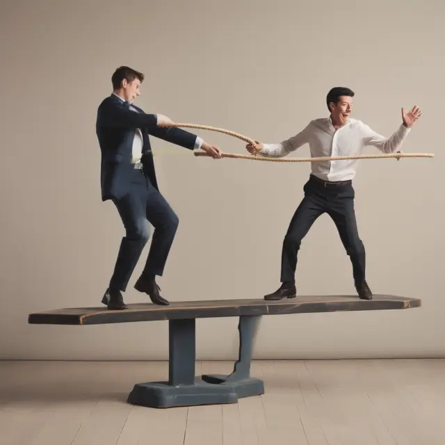 Buyer and seller engaging in a reverse auction, represented as a dance where they take turns lowering prices