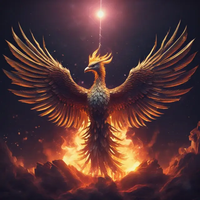 Phoenix representing Filecoin rising above IPFS, symbolizing decentralized storage revolution. Chainlink
