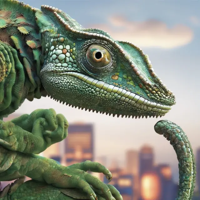 A chameleon morphs into telecom, defense, and pharmaceutical industry shapes, symbolizing Reverse Morris Trusts