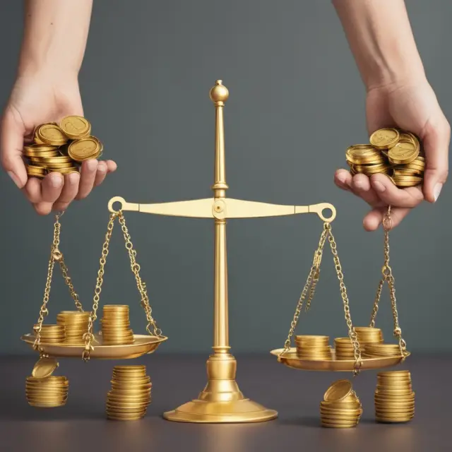 Golden coins symbolizing reverse repo advantages and risks balanced on financial scales.