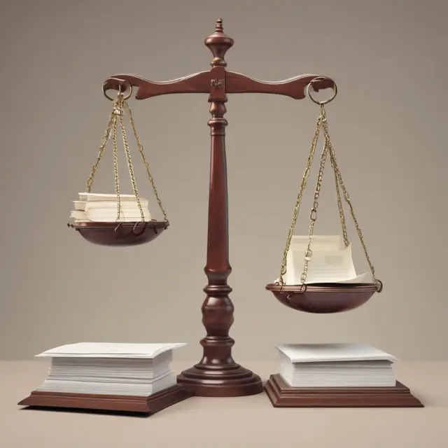 An image of a balanced scale where papers representing legal requirements flow between two companies during a reverse takeover