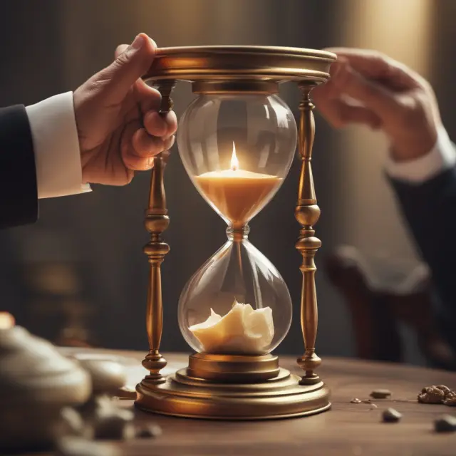 Golden hourglass represents the passage of time and associated costs & limitations of using a revocable trust for asset management