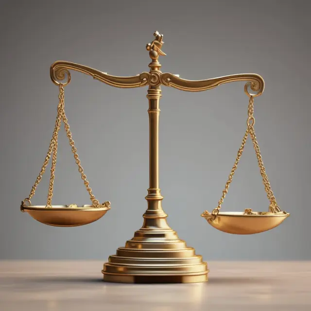 Gold scales assessing creditworthiness through coins symbolizing a strong credit history and balancing debts and income.