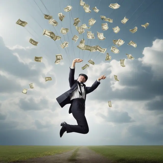 A businessperson skillfully juggles a revolving loan facility while opportunities rain from above, demonstrating the benefits of financial flexibility
