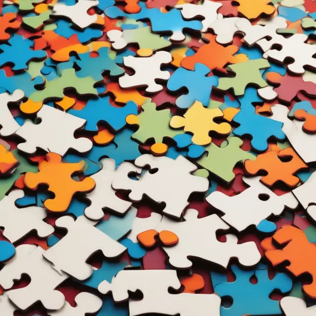A person holding a puzzle, surrounded by questions about revolving credit, forming a complete image of financial understanding.