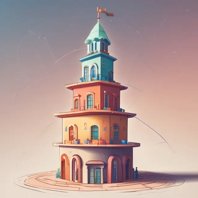 A metaphorical tower representing RevPAR, TRevPAR, ARPAR, and GOPPAR for comprehensive hotel financial analysis.