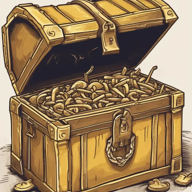 A hotel keycard opening a golden treasure chest, releasing RevPAR keys symbolizing increased revenue per available room