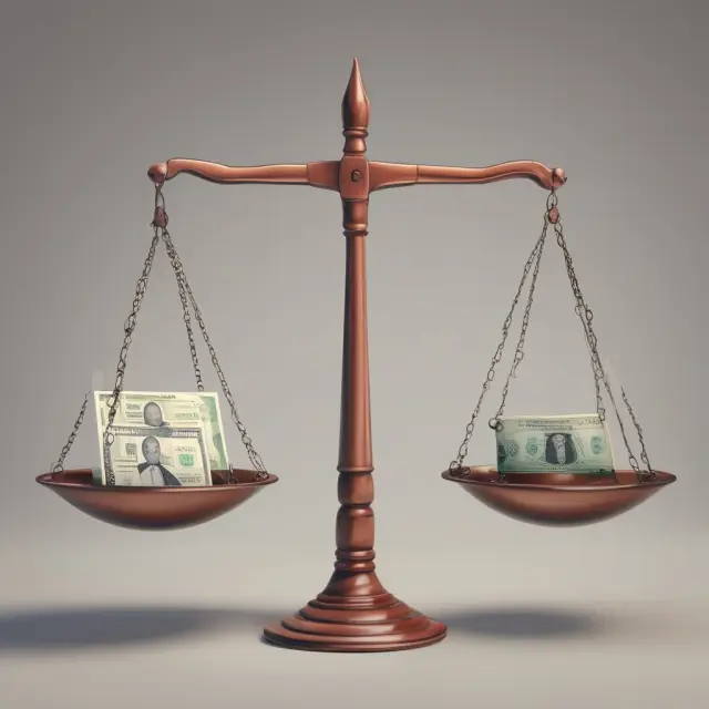 A balanced scale represents RevPAR, with coins symbolizing revenue and weights representing expenses.
