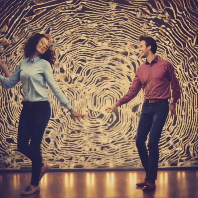 Customers illustrated as dancers in a vibrant performance, their frequencies influencing the rhythm of purchasing patterns.